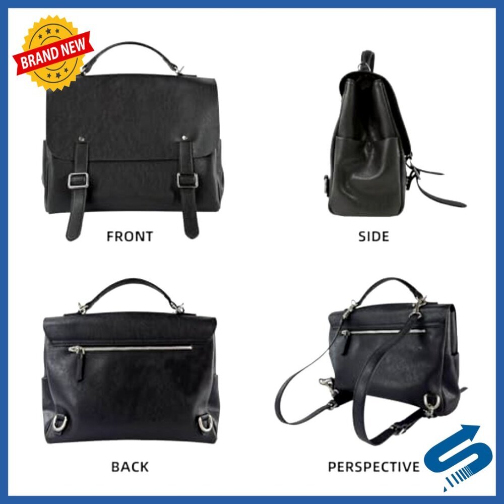 Convertible Leather Backpack Tote Multifunctional Work Bag Chic Minimal - Picture 5 of 7
